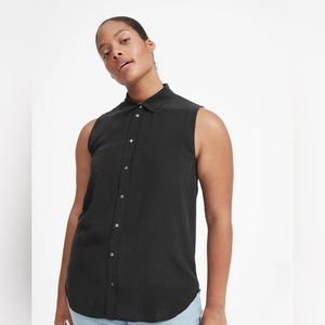 Everlane Silk Sleeveless Relaxed Shirt, Black